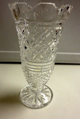 Waterford " Giftware " Lead Crystal Footed Vase W Scalloped Rim Size 7 " Sr