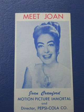 1965 Meet Joan Crawford Invite Card,  Pepsi Plant Opening,  Columbus,  Ohio