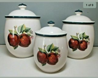 Apple Casuals By China Pearl Three Canister Set With Lids