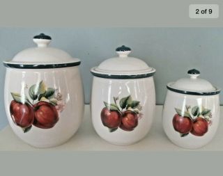 Apple Casuals by China Pearl Three Canister set with lids 2