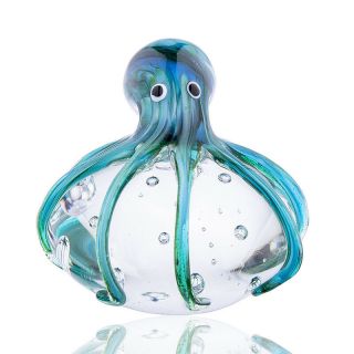 Handmade Glass Octopus Ornament Art Glass Blown Sea Animal Figurine Decor Gift