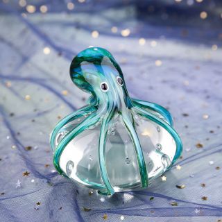Handmade Glass Octopus Ornament Art Glass Blown Sea animal Figurine Decor Gift 3