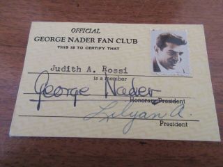George Nader Official Fan Club Card With Photograph And Autograph