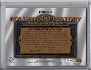 HARRISON FORD PATRICK SWAYZE 2009 UD PROMINENT CUTS HOLLYWOOD HISTORY MATERIALS 2