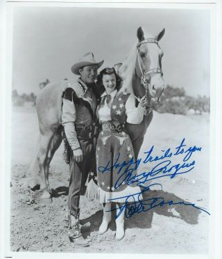 Roy Rogers Dale Evans Trigger Signed 8x10 Photo