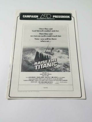 1980 Raise The Titanic Pressbook Uncut Jason Robards Military Thriller