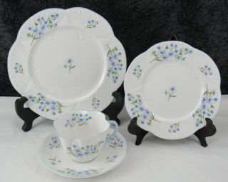 Shelley Bone China Dainty Blue Rock 13591 4 Pc.  Place Setting Plates Tea Cup