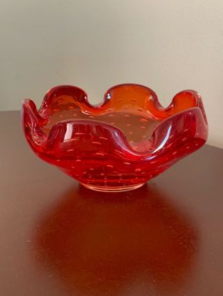 Red Vintage Murano Art Glass Ash Tray/candy Dish