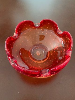 RED VINTAGE MURANO ART GLASS ASH TRAY/CANDY DISH 2