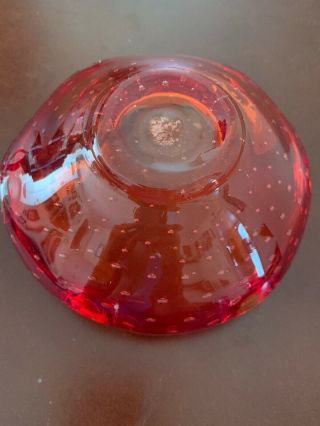 RED VINTAGE MURANO ART GLASS ASH TRAY/CANDY DISH 4
