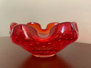 RED VINTAGE MURANO ART GLASS ASH TRAY/CANDY DISH 5