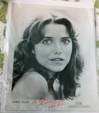 Karen Allen Signed Photo: Raiders Of The Lost Ark/animal House/the Wanderers