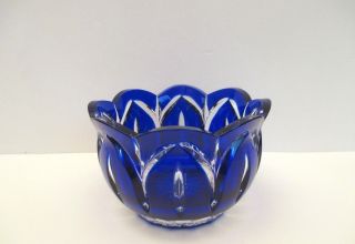 Cobalt To Clear Crystal 3 " Tulip Shaped Bowl