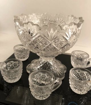 Vintage Westmoreland Childs Toy Punch Bowl With Cups Set Thumbelina