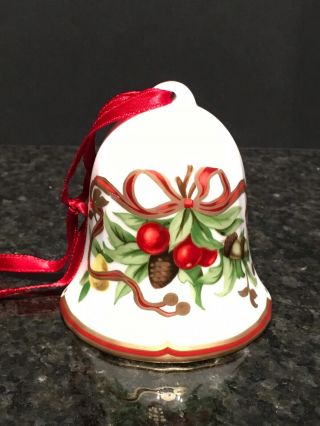 Vintage Tiffany & Co Tiffany Holiday Porcelain Bell - Christmas Ornament 3 1/8 "