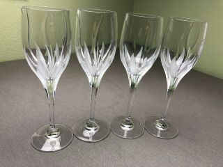 4 Mikasa Flame D’amore Crystal Cut Frosted Swirls Wine Glasses 8 1/4 " Set