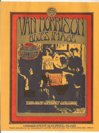 Van Morrison Blues Image Orig.  Psychedelic 1970 Concert Flyer San Diego R.  Tuten