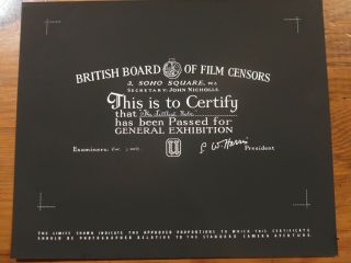 British Bbfc Film Certification Card The Littlest Hobo 1958 Buddy Joe Hooker