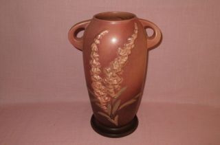 Roseville Pottery Arts & Crafts Foxglove Handled Vase 52 - 12 " In Pink 1942 12.  5 "
