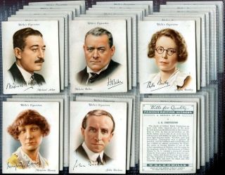 Tobacco Card Set,  Wd & Ho Wills,  Famous British Authors,  Aa Milne Etc,  1937