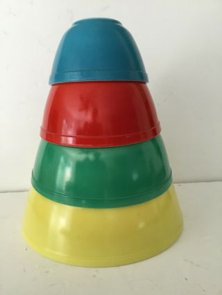 Pyrex Vintage Primary Color 4 Piece Mixing Bowl Set 401 402 403 404