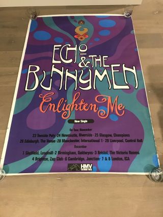 Echo And The Bunnymen Enlighten Me 1990 Uk Promo Tour Subway Poster 60” X 40”