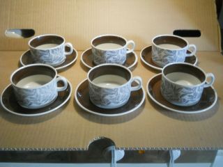 6 Tea Cups And Saucers Fontana,  Berit Ternell Gefle Sweden