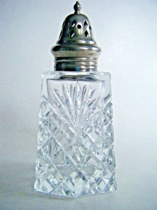 Cut Glass Sugar Shaker With Silver Cap Made In England