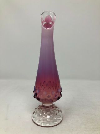 Fenton Plum Opalescent Hobnail Bud Vase 8 "