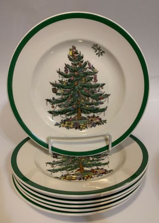 8 Spode Christmas Tree Salad Lunch Plate England 7.  5”