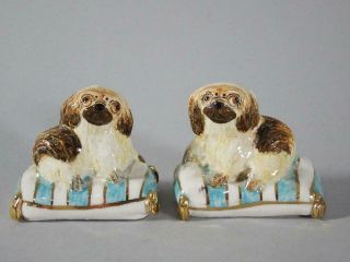 Pair: Basil Matthews Pottery Pekingese Dog Porcelain Figurines