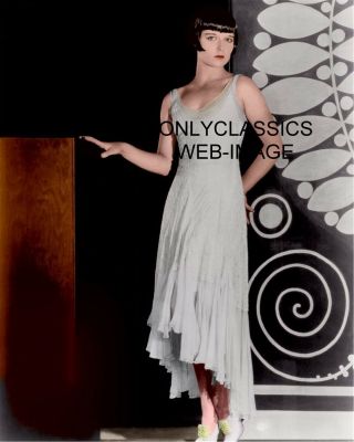 Beauty Louise Brooks Lulu In Sexy Dress Art Deco Color Photo " Looking At Camera "