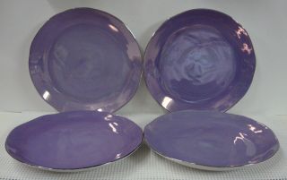 Pottery Barn Purple And Platinum Salad Plates Set Of Four Multiple Available