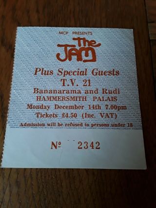The Jam Concert Ticket Hammersmith Palais Dec 1981 Mods Punk