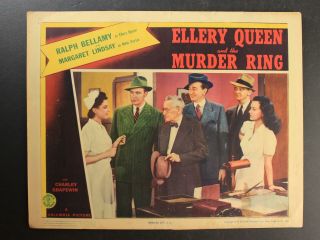 1941 Ellery Queen And The Murder Ring Movie Lobby Card Ralph Bellamh