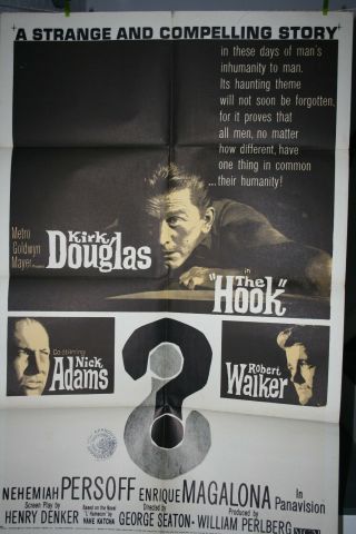 The Hook Orig.  Movie Poster 1963 Kirk Douglas Nick Adams Robert Walker