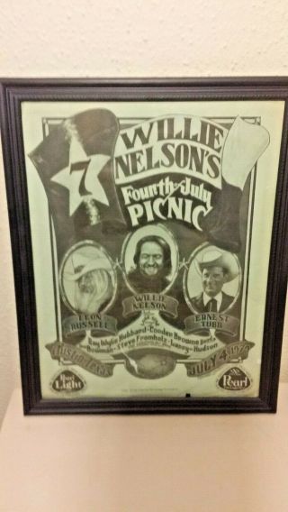 Willie Nelson 4th July Picnic Flyer Austin Lone Star 1979 Pedernales With Map