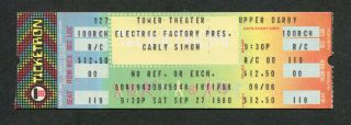 1980 Carly Simon Full Concert Ticket Upper Darby Pa Nobody Does It Better