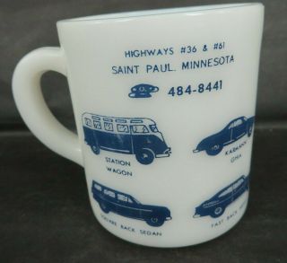 early 70s VW VOLKSWAGON advertising coffee milk glass mug SCHMELZ St Paul MN 2