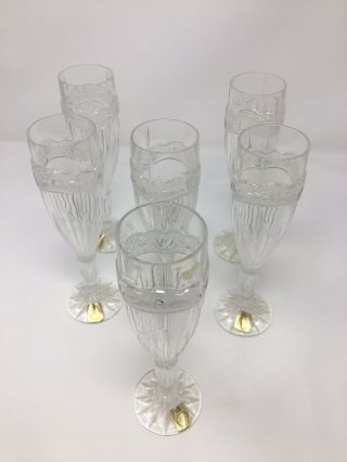 Bleikristall 6 Champagne Wine Glasses 24 Lead Crystal Vintage Rare NWB 7