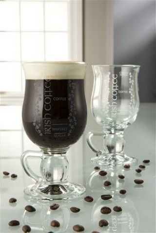 Galway Crystal Irish Coffee Glasses Pair.  With Instructions.  Boxed Ireland