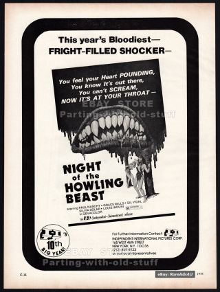 Night Of The Howling Beast_orig.  1978 Trade Ad Promo_paul Naschy_silvia Solar