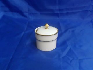 Atq Lenox Tiffany & Co Jam Jelly Mustard Jar White w/ Gold Trim & Line 1906 - 1930 3