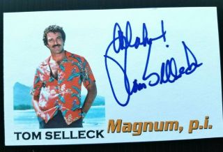 " Magnum,  P.  I.  " Tom Selleck Autographed 3x5 Index Card