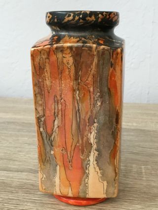 Vintage Ann Tyler Korn art pottery vase arts crafts style iridescent orange 3