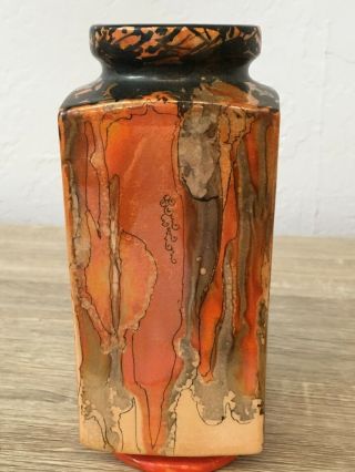 Vintage Ann Tyler Korn art pottery vase arts crafts style iridescent orange 4