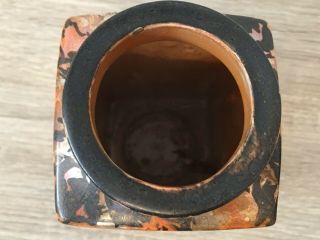 Vintage Ann Tyler Korn art pottery vase arts crafts style iridescent orange 5