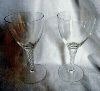 2 Crystal Air Twist Stem Wine Glasses - 6 " Tall Clear Elegance By Waldonia