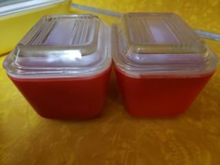 Vintage PYREX Primary Colors Refrigerator Dish Set of 4,  501s 502 503 With Lids 3