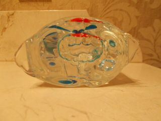 Vintage Murano? Glass Fish in a Bag Aquarium Goldfish Blue Ribbon Paperweight 5